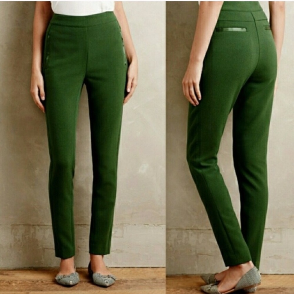 ANTHROPOLOGIE Tuxedo Kelly Green Pants Size 4